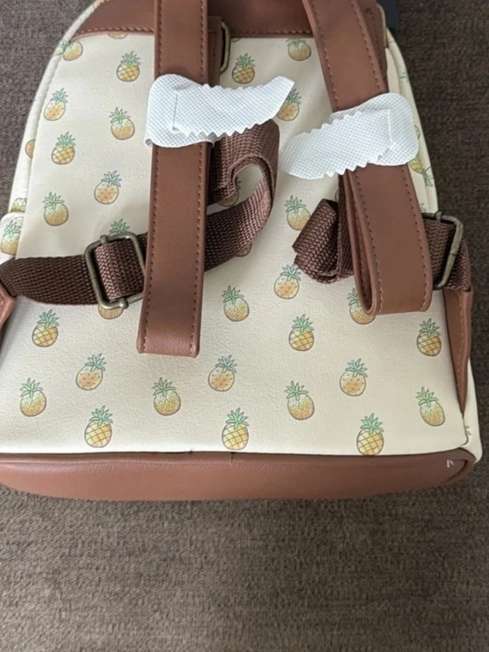 Loungefly Disney Stitch Pineapple Print Mini Backpack - Cream & Brown